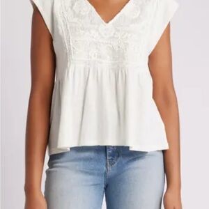Lucky Brand White Embroidered Blouse